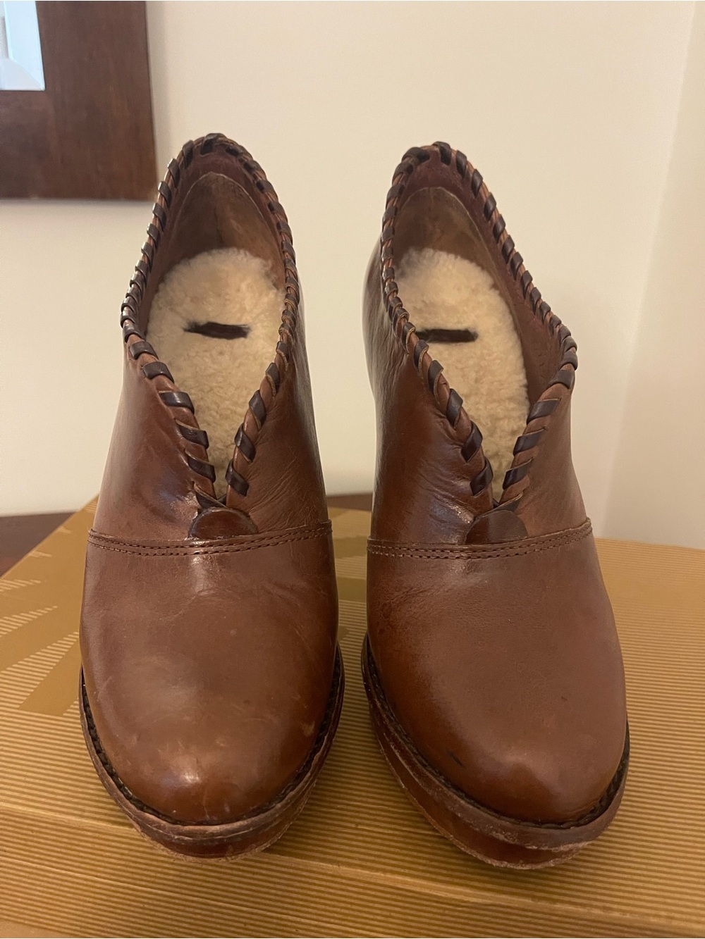 UGG Jamison Brown Leather Shearling-Lined Ankle Booties - Picture 2 of 9